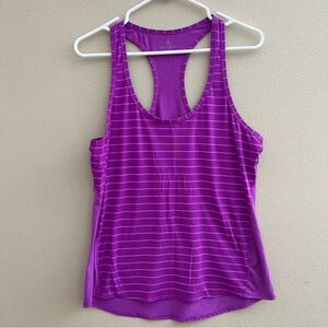 Athleta racerback tank top size L purple stripes